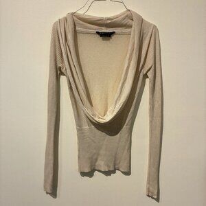 BCBGMAXAZRIA Cream Cowl-Neck Top - Women's XS